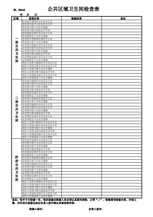 公共卫生间检查表