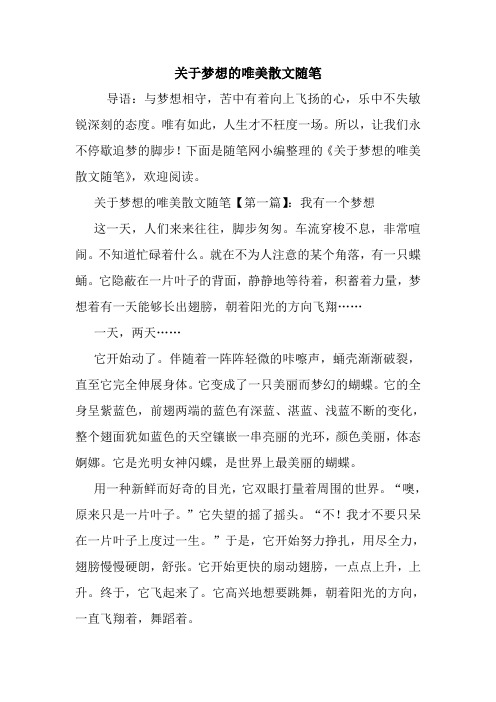 最新关于梦想的唯美散文随笔