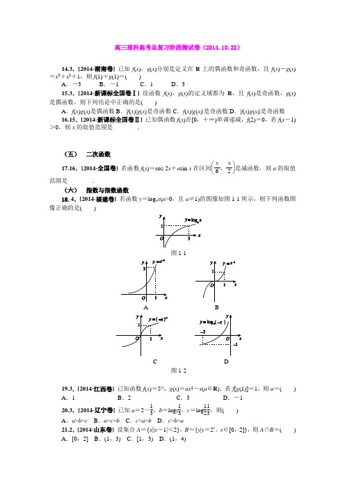 吉林东北师范大学附属中学2015届高三理科高考总复习阶段测试卷(2014.10.22)