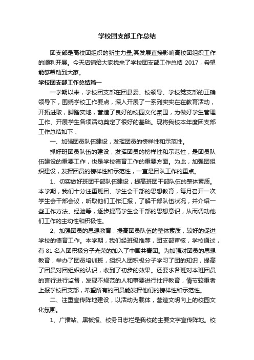 学校团支部工作总结