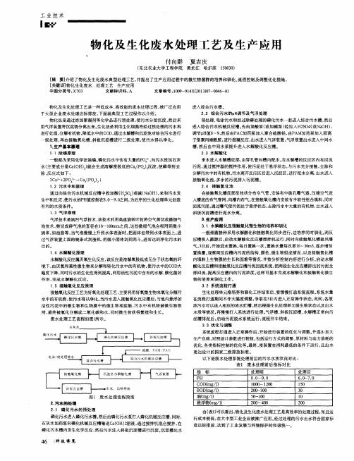 物化及生化废水处理工艺及生产应用