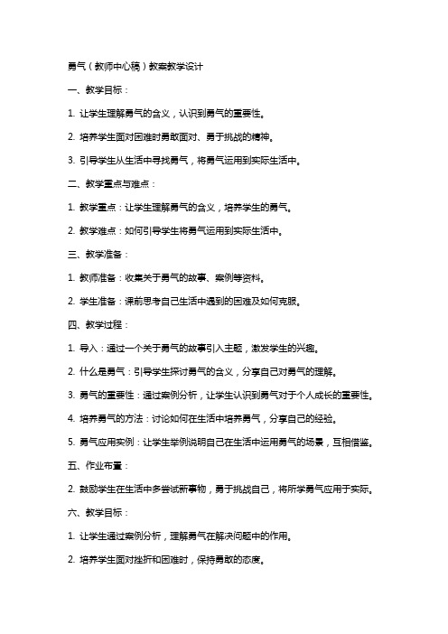 勇气(教师中心稿) 教案教学设计