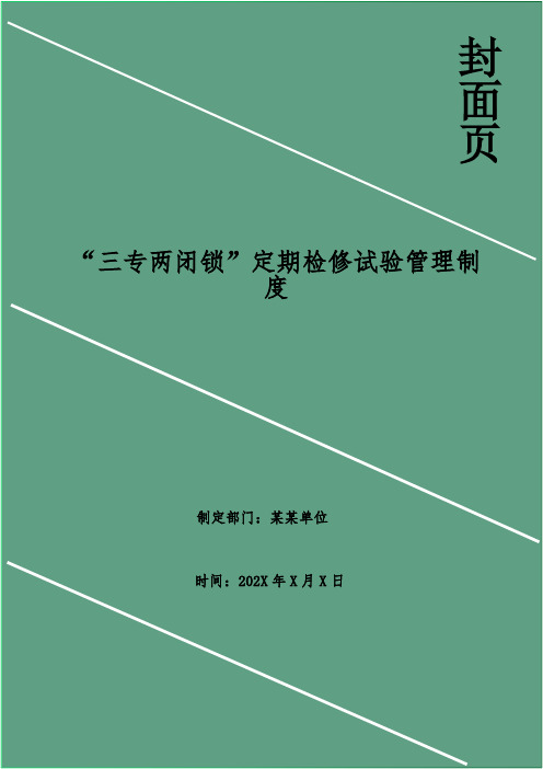 “三专两闭锁”定期检修试验管理制度