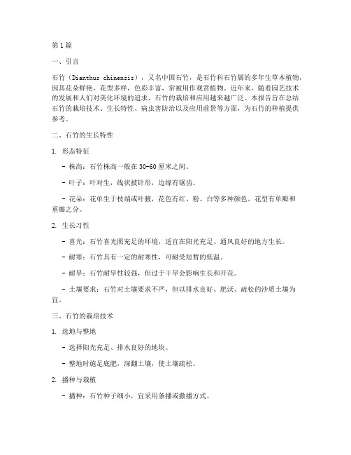 石竹培养总结报告书范文(3篇)