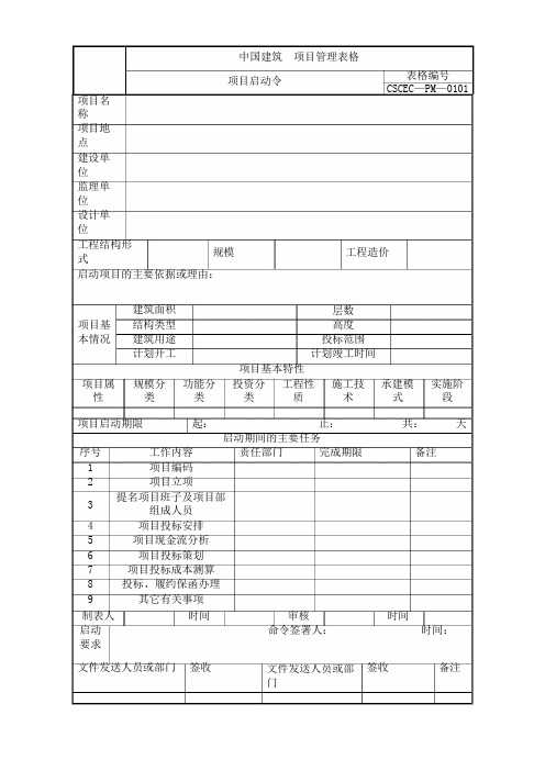 《项目管理手册》表格部分版