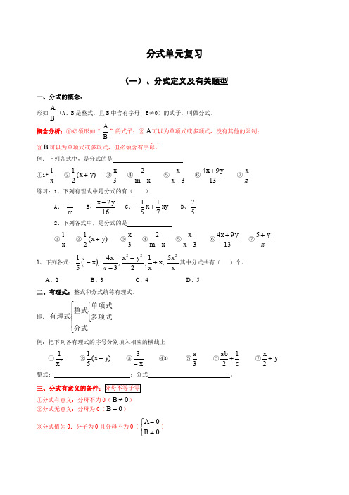 分式题型易错题难题大汇总