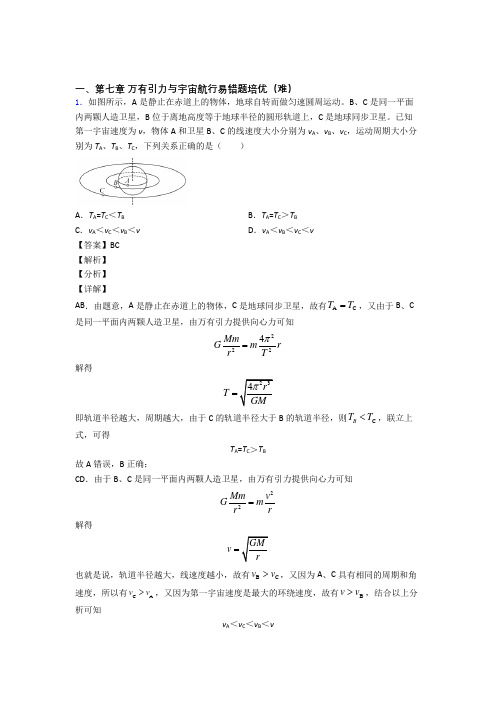 高一物理万有引力与宇宙专题练习(解析版)