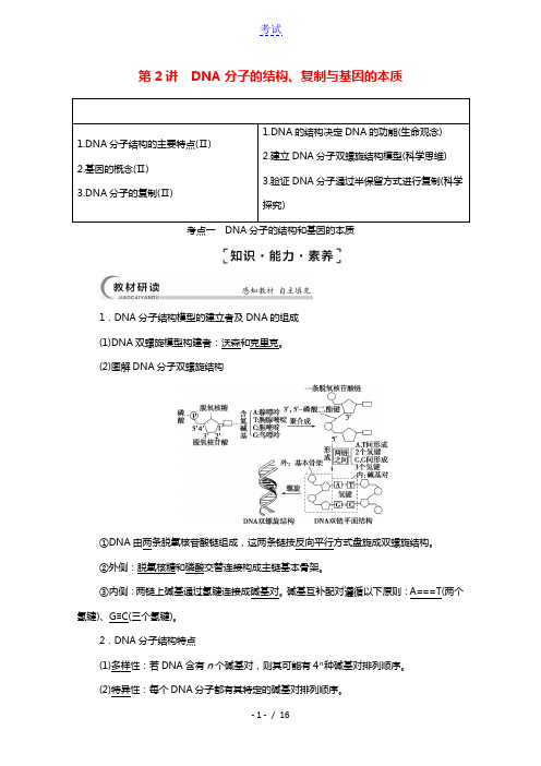 2022版高考生物一轮复习第6单元遗传的分子基础第2讲DNA分子的结构复制与基因的本质教案苏教版必修