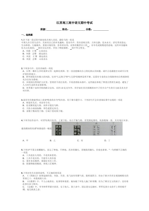 江苏高三高中语文期中考试带答案解析
