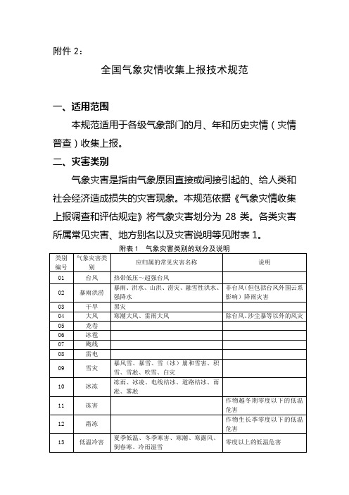 全国气象灾情收集上报技术规范