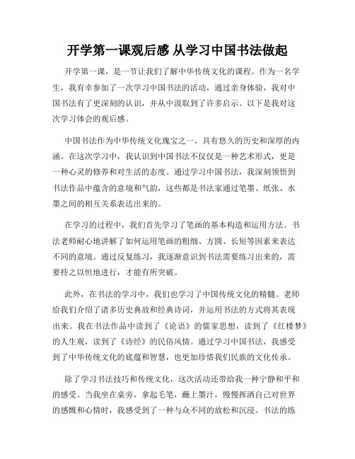 开学第一课观后感 从学习中国书法做起