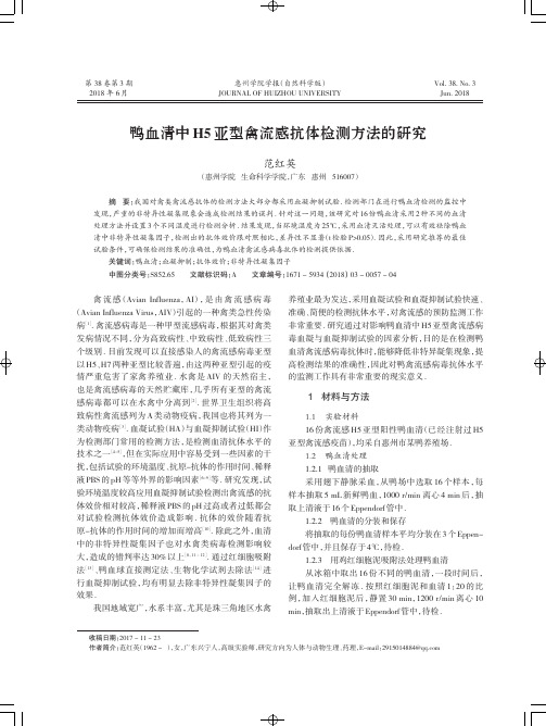 鸭血清中H5亚型禽流感抗体检测方法的研究