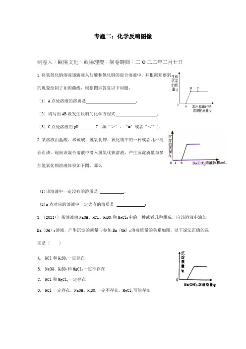 中考化学专题复习二化学反应图像试题