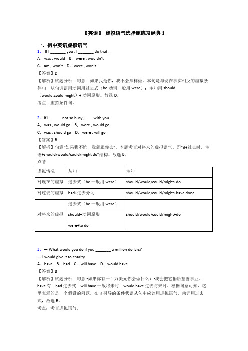 【英语】 虚拟语气选择题练习经典1