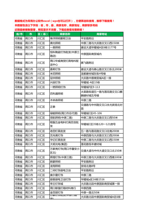 2020新版河南省周口市川汇区照明工商企业公司商家名录名单黄页联系电话号码地址大全182家