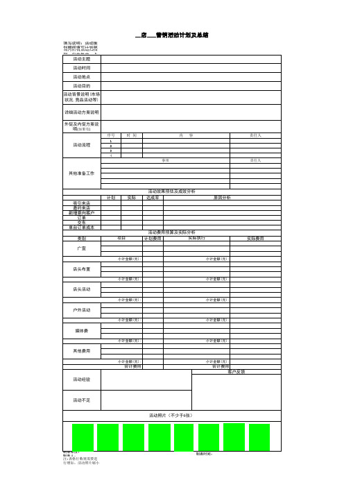 营销活动计划及总结表