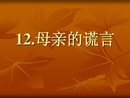 12、母亲的谎言