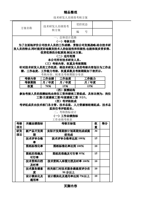 技术研发人员绩效考核方案