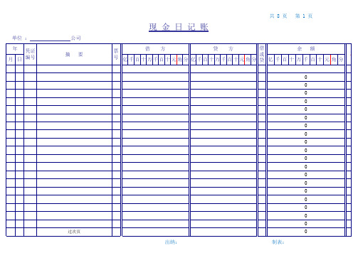 现金日记账(excel出纳用)(经修正自动每页加表头)