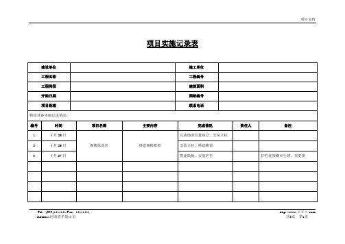 项目实施记录表