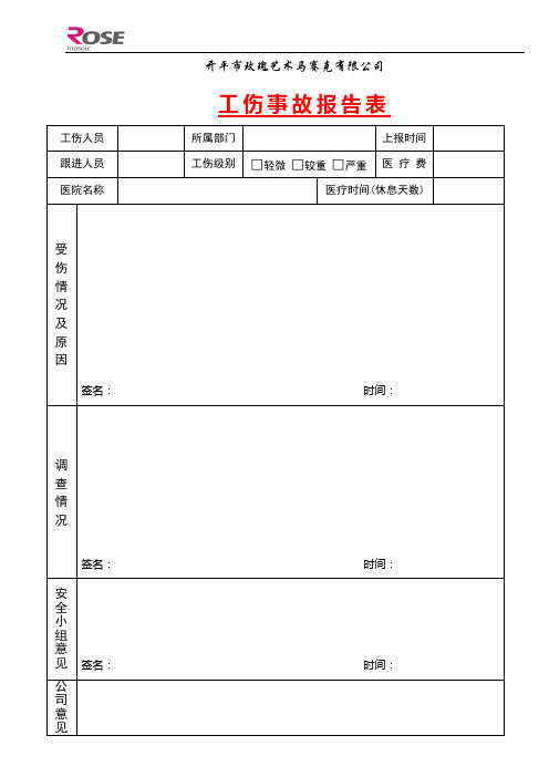 【工伤事故报告表】