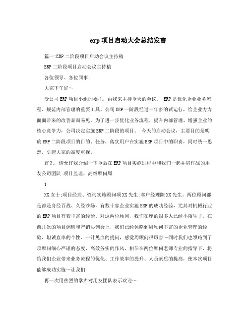 erp项目启动大会总结发言