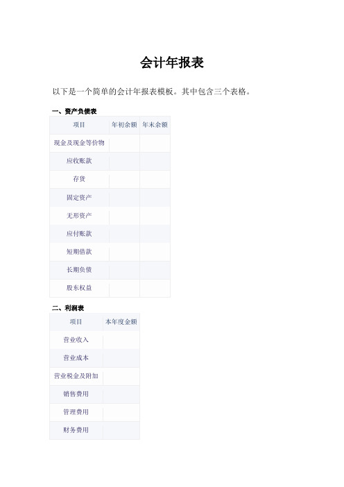 会计年报表模板