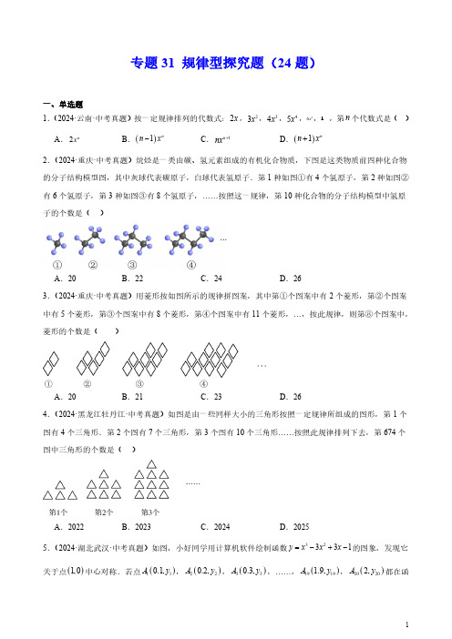 专题31 规律型探究题(24题)(原卷版)--2024年中考数学真题分类汇编