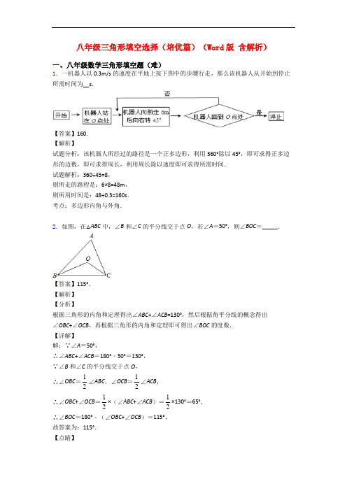 八年级三角形填空选择(培优篇)(Word版 含解析)