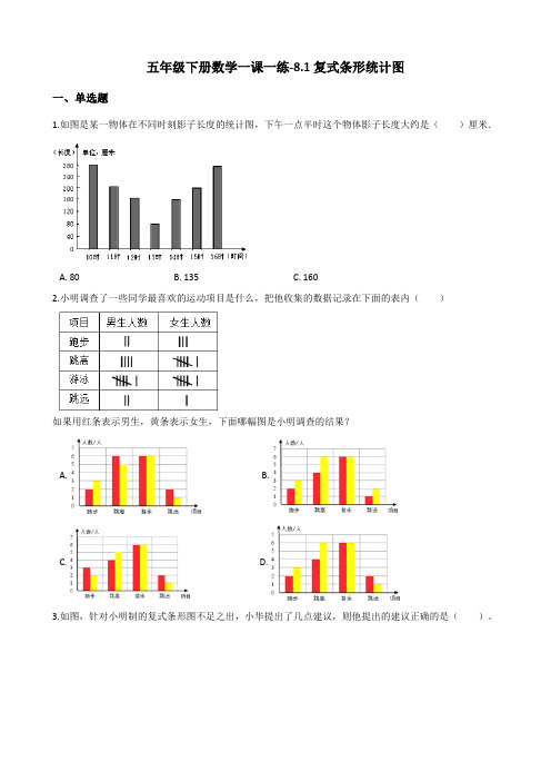 北师大版数学五年级下册《复式条形统计图》试题 (2)