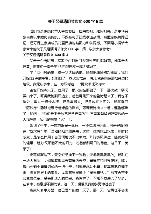 关于又是清明节作文600字5篇