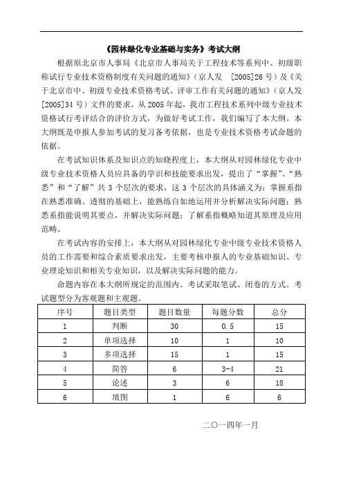 北京园林绿化中级职称大纲题库必过版-2015汇总