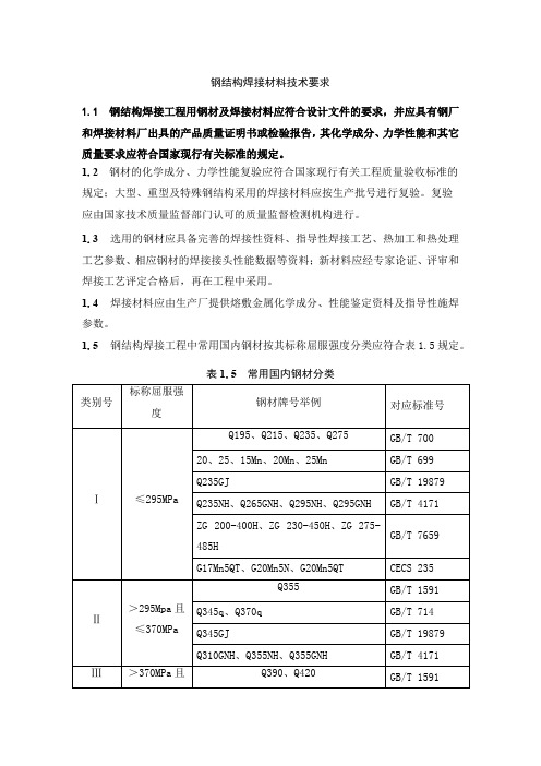 钢结构焊接材料技术要求