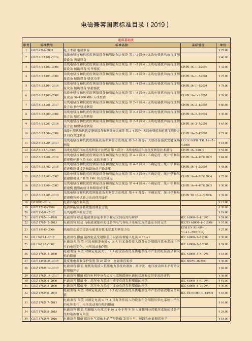 电磁兼容国家标准目录(2019)