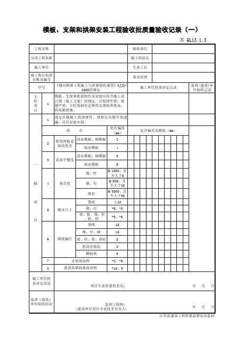 江苏省建设工程质监0190910六版表格文件QL13.1.3