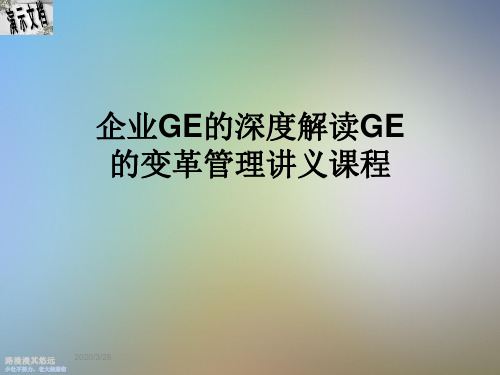 企业GE的深度解读GE的变革管理讲义课程