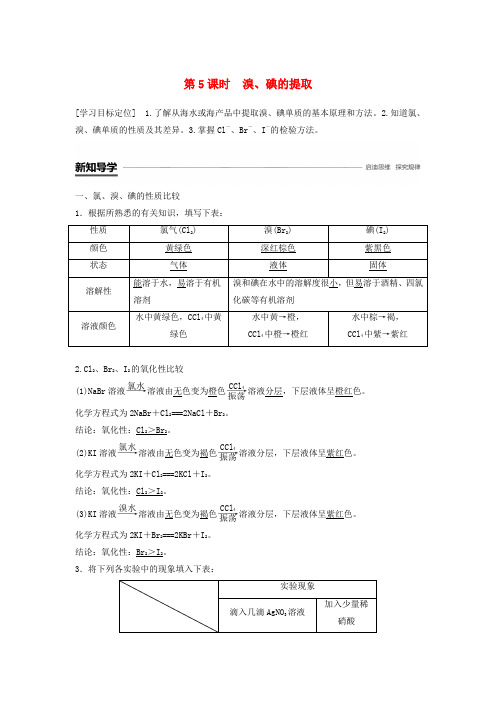 2019-2020版高中化学 专题2 从海水中获得的化学物质 第一单元 氯、溴、碘及其化合物 第