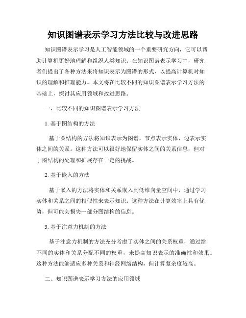 知识图谱表示学习方法比较与改进思路