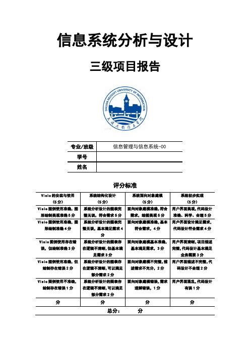 信息系统分析与设计三级项目报告