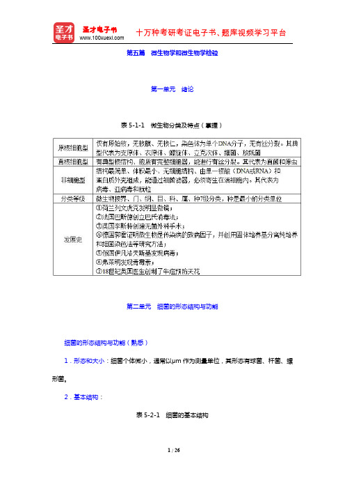 2020年全国卫生专业技术资格考试《临床医学检验技术(中级)考试》的考点手册(第五篇 微生物学和微生