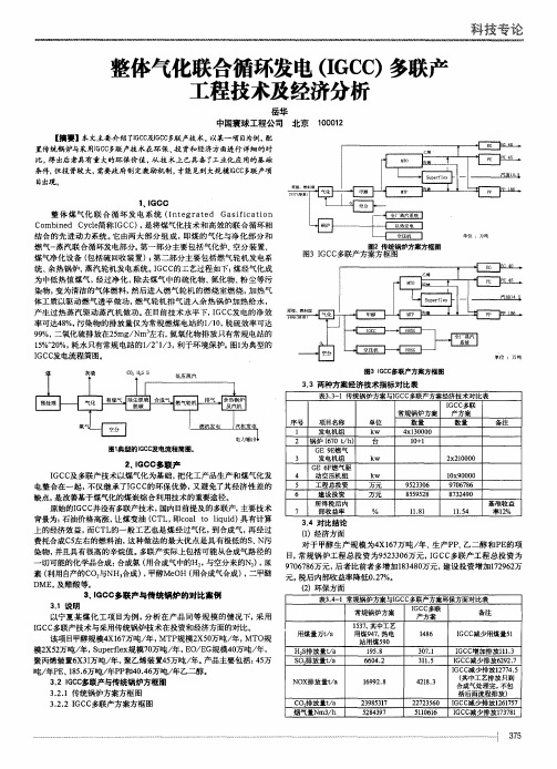 整体气化联合循环发电(IGCC)多联产工程技术及经济分析