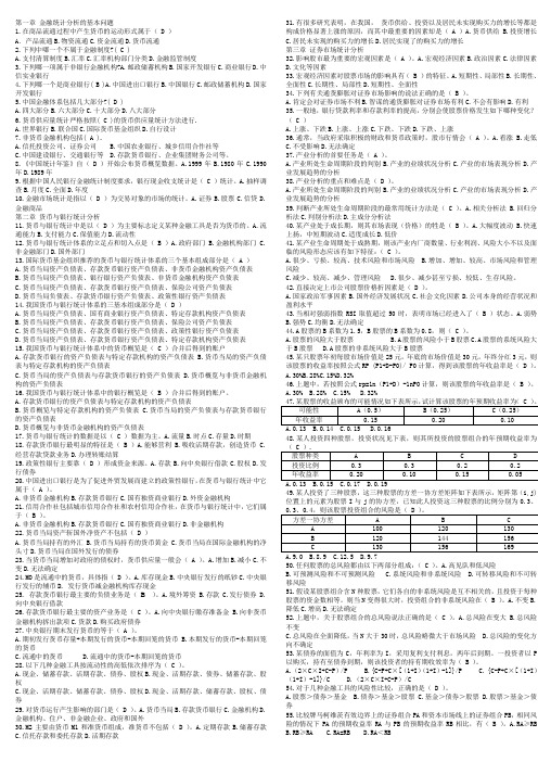 金融统计分析试卷2015版