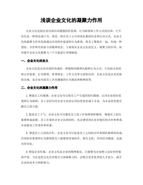 浅谈企业文化的凝聚力作用