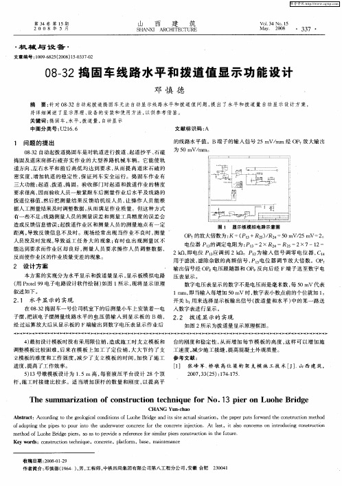 08—32捣固车线路水平和拨道值显示功能设计