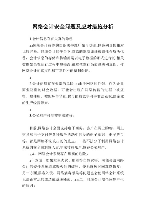 网络会计安全问题及应对措施分析