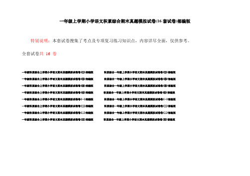 一年级上学期小学语文积累综合期末真题模拟试卷(16套试卷)部编版