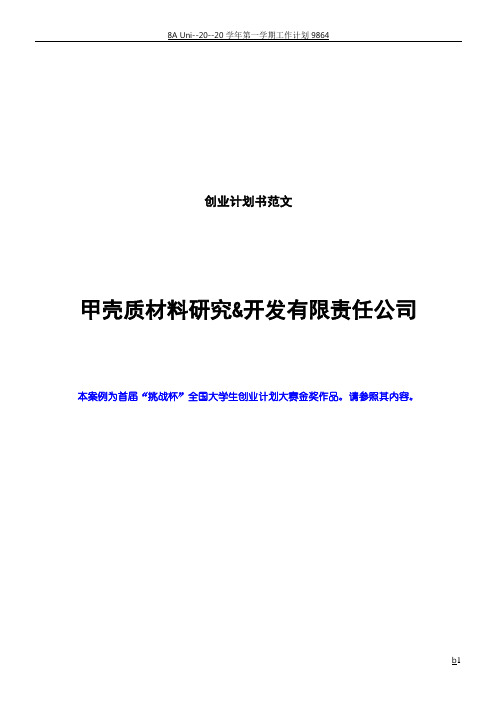 创业计划书范文_首届“挑战杯”全国大学生创业计划大赛金奖作品