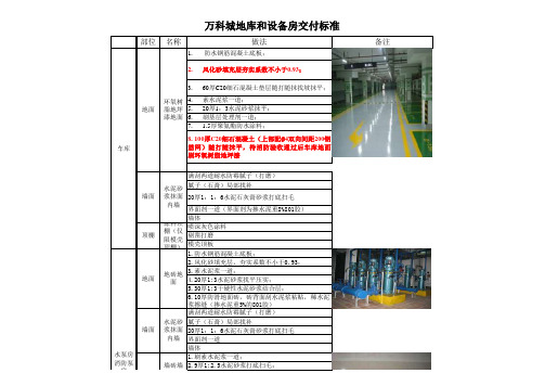 万科城地库和设备房交付标准(定稿)