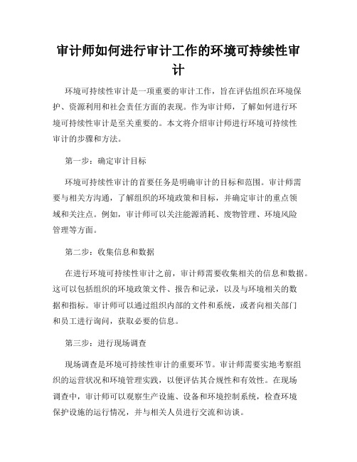 审计师如何进行审计工作的环境可持续性审计