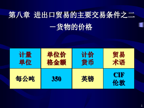 国际贸易第8章：进出口贸易的主要交易之二：货物的价格